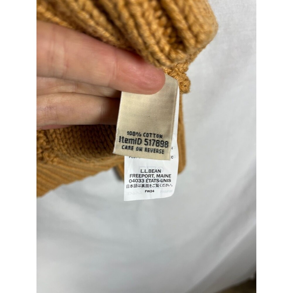 L.L. Bean Light Brown Yellow Women's Double L Cable Knit Fisherman Style Sweater - Picture 5 of 6